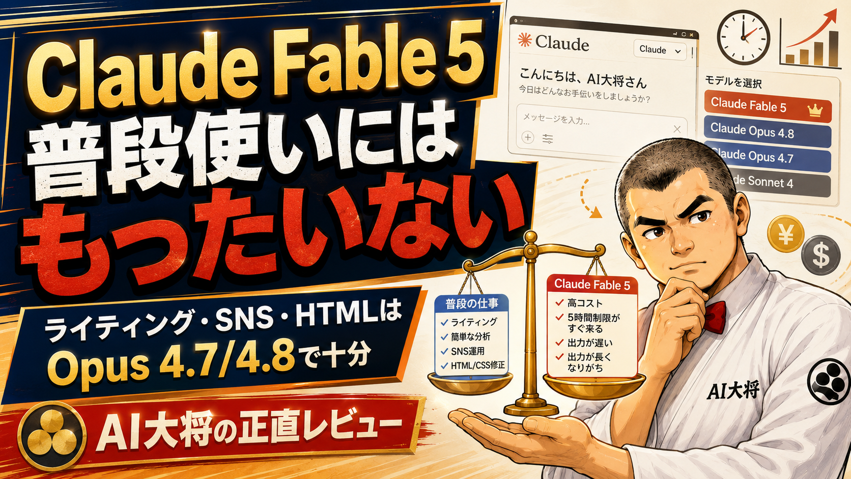 Claude Fable 5を実際に使った正直レビュー記事のサムネイル