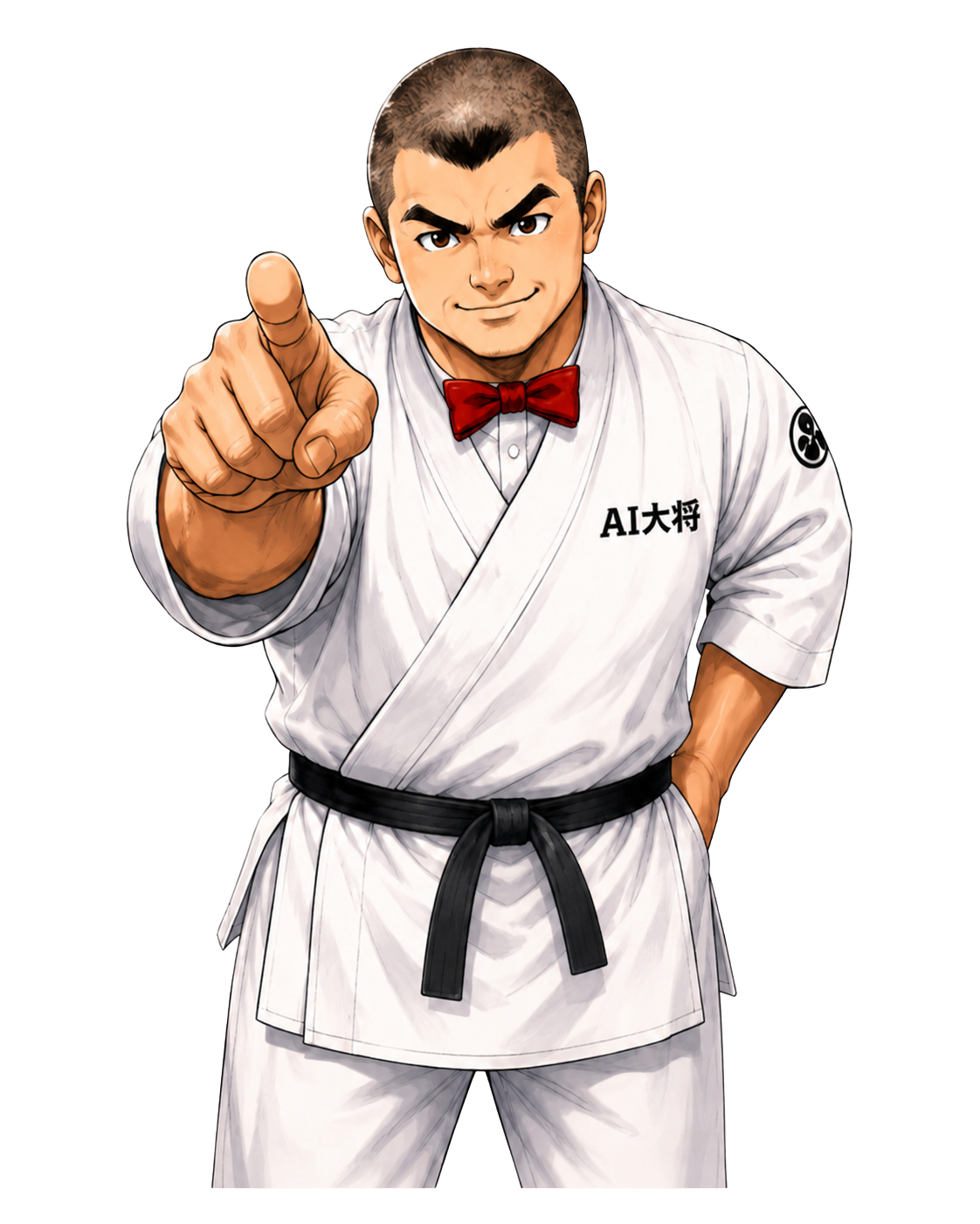 指差しをしながら案内するAI大将