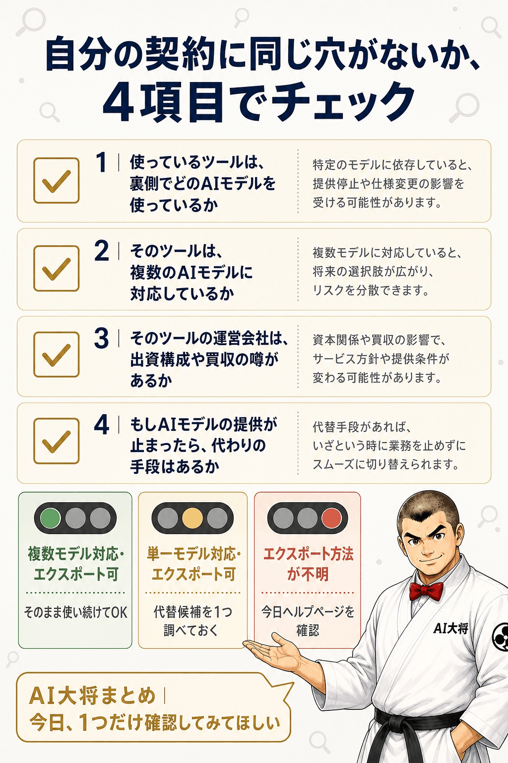 Bさんの4項目チェックリストと、判定の分岐を示した図解